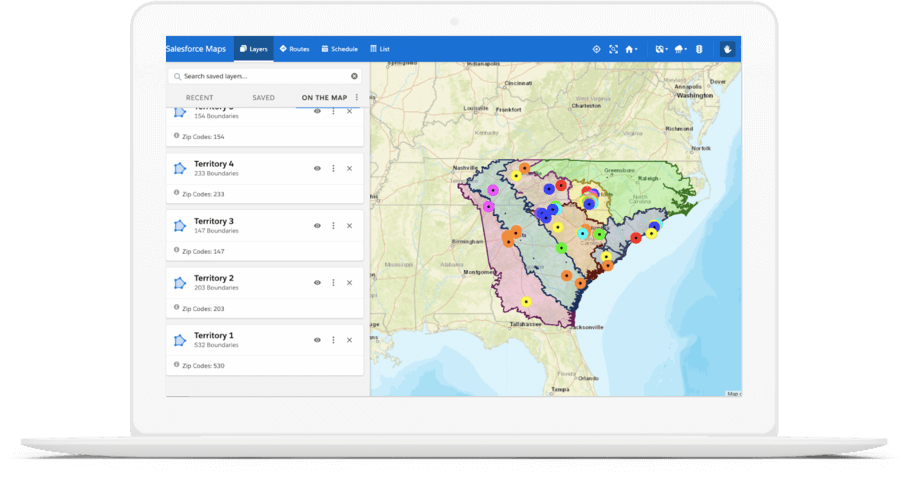 screenshot of Salesforce Maps